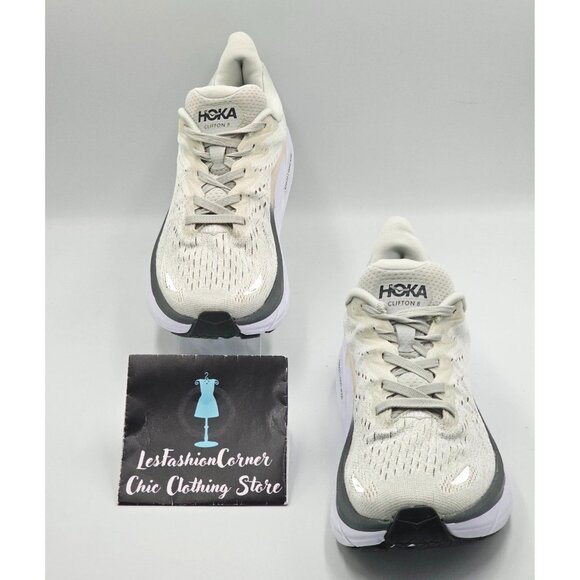 Hoka One One Men's Gray White Mesh Clifton 8 Running Shoes Size 7D 2841 - Picture 2 of 16